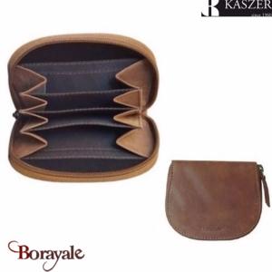 Porte monnaie zippé Kaszer collection Oregon en cuir de vachette brut 501204-MC6