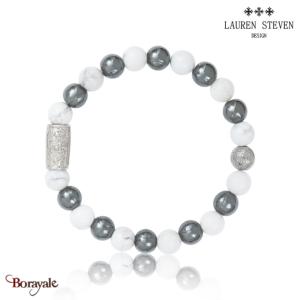 Bracelet Prosperite Lauren Steven Howlite Blanche Perles de 08 mm Taille M 19,5