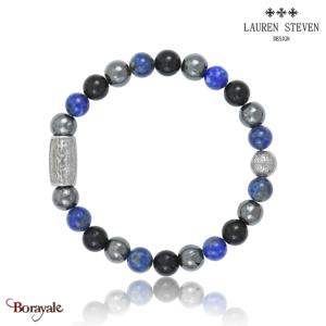 Bracelet Prosperite Lauren Steven Hematite Perles de 08 mm Taille M 19,5 cm
