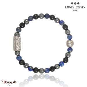 Bracelet Prosperite Lauren Steven Hematite Perles de 6 mm Taille M 19,5 cm