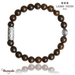 Bracelet Prosperite Lauren Steven Bronzite Perles de 08 mm Taille M 19,5 cm