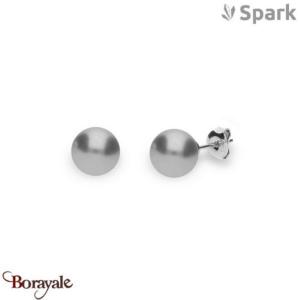 Boucles d'oreilles SPARK With EUROPEAN CRYSTALS : Pearls 8 mm - Nuit d'argent