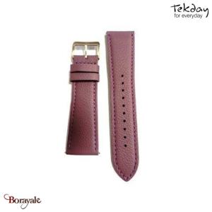 Bracelet de montre TEKDAY Cuir prune, boucle rose doré 675871