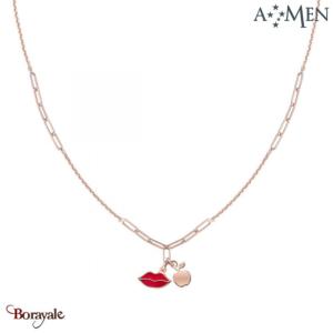 Collier Collection : Baiser, Argent Rose Amen Bijoux CLMPBORR