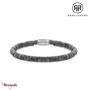 Bracelet Rebel & Rose Slices - Séduction Grise - 6mm L, Homme RR-60094-S-L