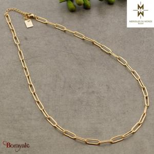 Collier en Acier doré Merveilles du monde