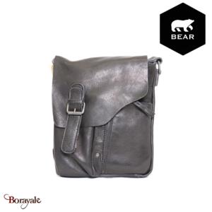 Sac besace Bear Design en Cuir de vachette grainé Noir Collection : Callisto-pel