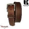 Ceinture Kaszer Indiana en cuir de buffle pleine fleur marron foncé couture