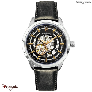 Montre PIERRE LANNIER Collection AUTOMATIC Noir Cuir Noir automatique Homme