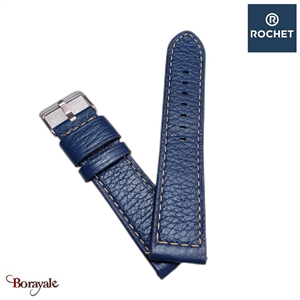Bracelet de montre Rochet , Ontario de couleur : marine, 20 mm