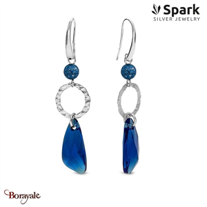 Boucles d'oreilles SPARK Silver Jewelry : Wing - Bleu bermude