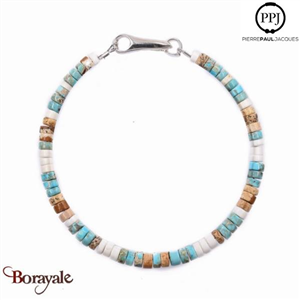 Bracelet PPJ Heishi Osceola Howlite, Jaspe, paysager, jaspe turquoise Taille XL