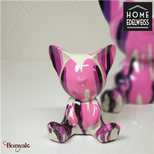 Chat Assis 11 cm Home Edelweiss collection : Gaston Rose et noir