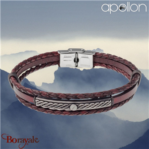 Bracelet homme Apollon, acier et cuir italien marron
