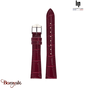 Bracelet de montre Lip Cuir bordeaux façon croco 18 mm 675492