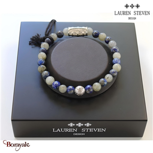 Bracelet Prosperite Lauren Steven Labradorite Perles de 6 mm Taille M 19,5 cm