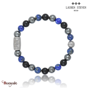 Bracelet Prosperite Lauren Steven Hematite  Perles de 08 mm Taille M 19,5 cm