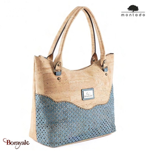 Sac épaule en liège made in Portugal Montado Bleu clair