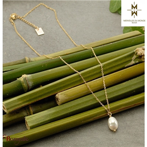 Collier en Acier doré Merveilles du monde