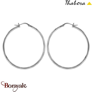 Boucles d'oreilles THABORA créoles simples fils ronds, 30 mm acier