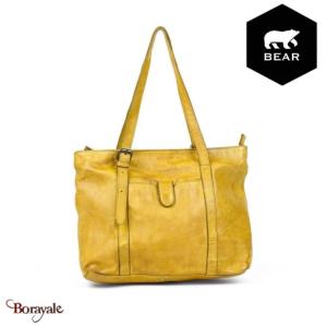 Sac épaule Bear Design en Cuir de vachette lavé Tabac Collection : Lavato