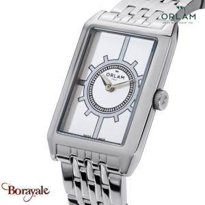 Montre Homme Orlam Epoque cadran blanc bracelet acier argenté étanche 5 ATM ORSS