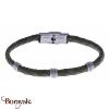 Bracelet Apollon acier et cuir italien vert Homme  HC-343