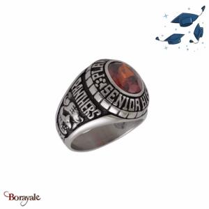 Bague Universitaire américaine Plano East rouge en acier inoxydable Taille : 58