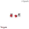 Boucles d'oreilles SPARK With EUROPEAN CRYSTALS  : Cube Small 6 Mm - Rouge thaï