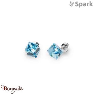 Boucles d'oreilles SPARK With EUROPEAN CRYSTALS  : Cubes medium 8 mm - Aquamarin