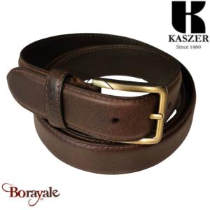 Ceinture Kaszer Indiana en cuir de buffle pleine fleur brun rouge foncé