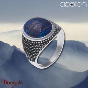 Chevalière Apollon acier et lapis lazuli Homme  IH-122-62