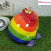 Grenouille tirelire décorative  Pomme Pidou Rainbow Taille L