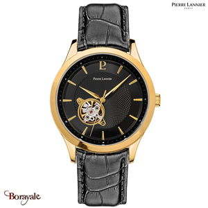 Montre PIERRE LANNIER Collection AUTOMATIC Fleuret doré cuir noir automatique Ho
