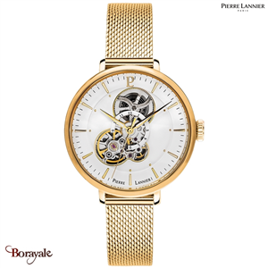 Montre PIERRE LANNIER Collection MELODIE doré milanais automatique Femme