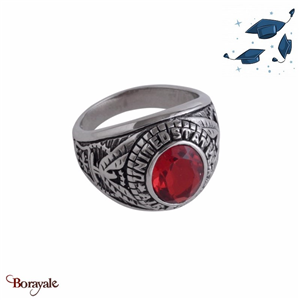 Bague universitaire américaine Air Force rouge en acier inoxydable Taille : 56