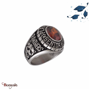 Bague Universitaire américaine Plano East rouge en acier inoxydable Taille : 62