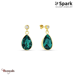 Boucles d'oreilles SPARK Silver Jewelry : Barocco - Vert émeraude