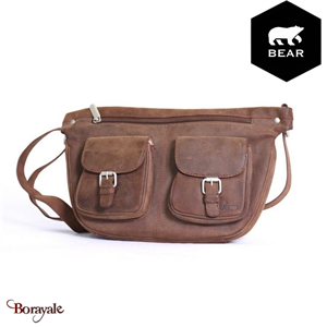 Sac bandoulière Bear Design en Cuir de vachette brut