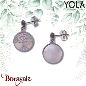 Boucles d'oreilles nacre blanche, Collection: Arbre de vie YOLA