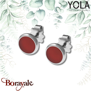 Boucles d'oreilles Yola Nature Cabochon Acier poli IH-520