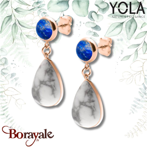 Boucles d'oreilles Lapis Lazuli + Howlite, Collection: Goutte YOLA