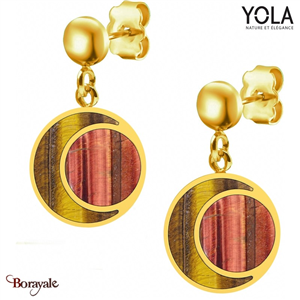 Boucles d'oreilles Œil de tigre et taureau Collection Féminité YOLA NATURE