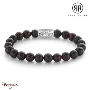 Bracelet Rebel & Rose 8 mm Jaspe brèche rouge