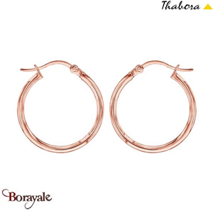 Boucles d'oreilles THABORA créoles simples fils ronds, 20 mm acier rose doré