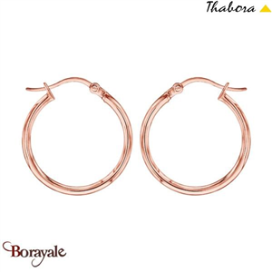 Boucles d'oreilles Thabora créoles simples fils ronds, 20 mm rose doré T114972D