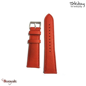Bracelet TEKDAY  Interchangeable Cuir rouge, boucle argent