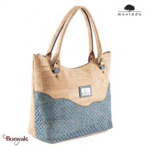 Sac épaule MONTADO en liège naturel, made in Portugal Femme 3007-AZUL