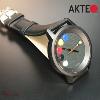 Montre AKTEO Art - Peinture 5 taches 38 mm noire ronde APe06