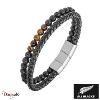 Bracelet All Blacks bijoux Homme acier et cuir 682294